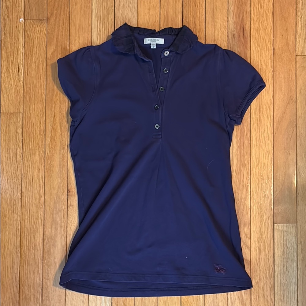 Burberry Purple Fitted Polo Button Down Shirt